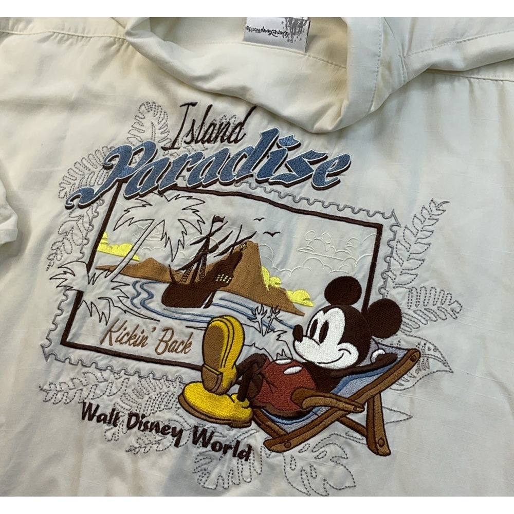 Disney Parks Shirt Hawaiian Mickey in Paradise Aloha Embroidered Resort Men XL